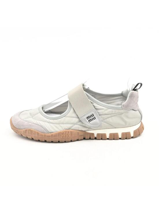 Miumiu Shoes - Miumiu Light Green Gray Nylon Suede #342343M57B
